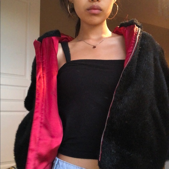 Gap Black Fake Fur Coat - Picture 3 of 5